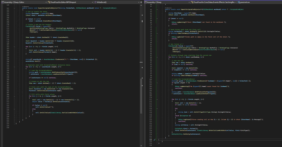 Import / export scripts